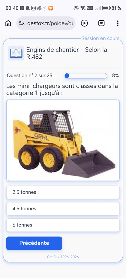 Application stagiaire évaluation formation SST CACES – questionnaire théorique mobile – logiciel organisme de formation terrain